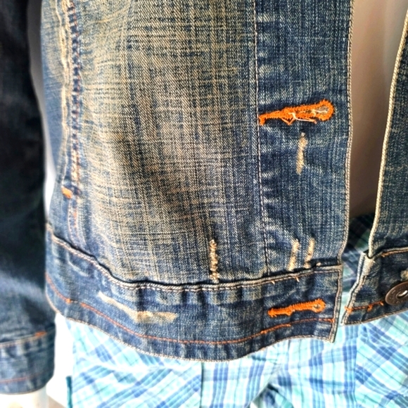 Jacob Connexion Distressed Denim Jacket Size L - Picture 4 of 13